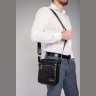 Чоловіча шкіряна сумка-планшет в чорному кольорі з плечовим ременем Tiding Bag (15858) - 2