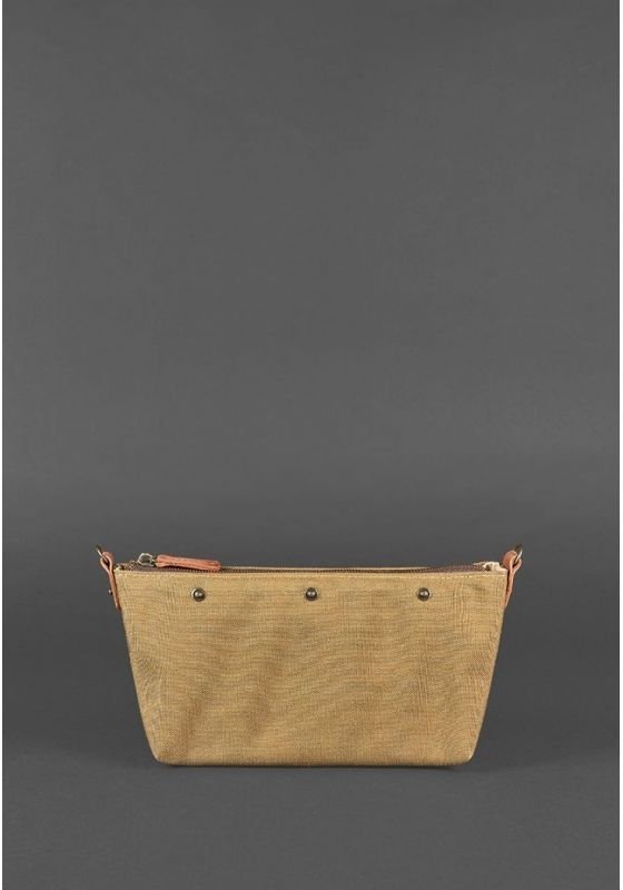 Винтажная плетеная сумка из натуральной кожи в светло-коричневом цвете BlankNote Пазл S (12753)