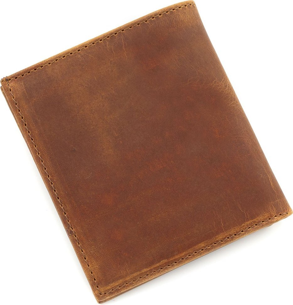 Якісне світло-коричневе чоловіче портмоне з вінтажної шкіри KARYA (21753)