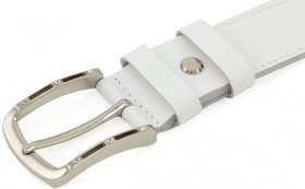 Брючный ремень из натуральной кожи белого цвета Grande Pelle (35234)