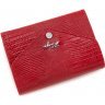 Женский красный кошелек на кнопке из лаковой кожи с фактурой змеи KARYA (19986) - 6