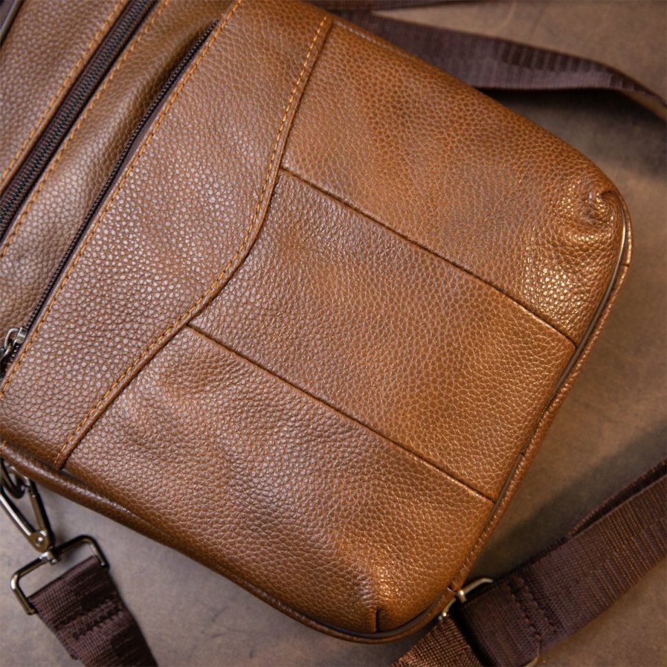 Мужская сумка-барсетка из натуральной кожи коричневого цвета Vintage (20392)