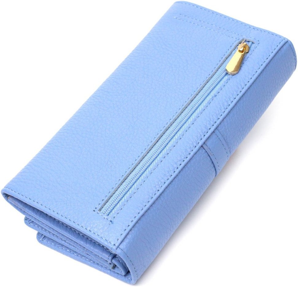 Красивый женский кошелек большого размера из натуральной кожи в голубом цвете Tony Bellucci (2421962)