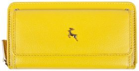 Місткий жіночий гаманець із фактурної шкіри з RFID-захистом Ashwood J54 94179 жовтого кольору