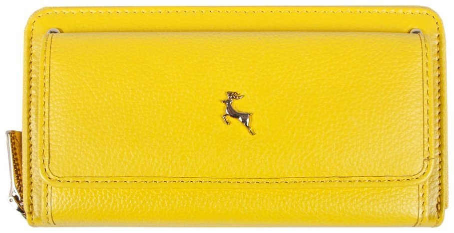Вместительный женский кошелек из фактурной кожи с RFID-защитой Ashwood J54 94179 желтого цвета modnotak фото №1