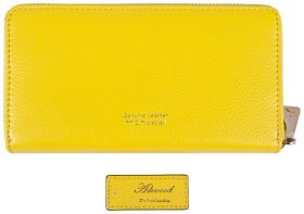 Місткий жіночий гаманець із фактурної шкіри з RFID-захистом Ashwood J54 94179 жовтого кольору