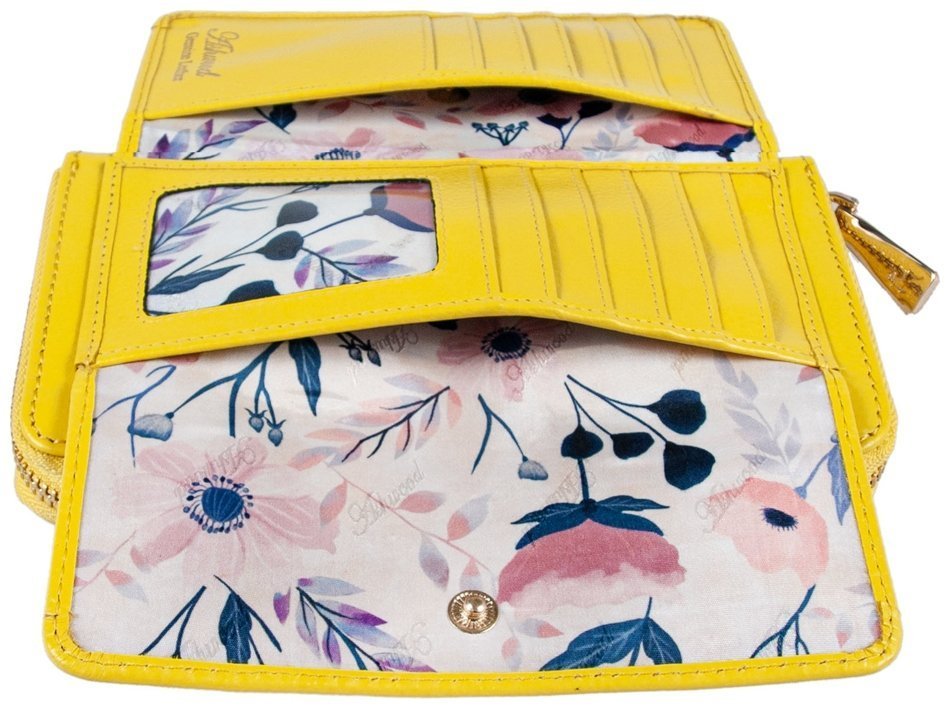 Вместительный женский кошелек из фактурной кожи с RFID-защитой Ashwood J54 94179 желтого цвета modnotak фото №4