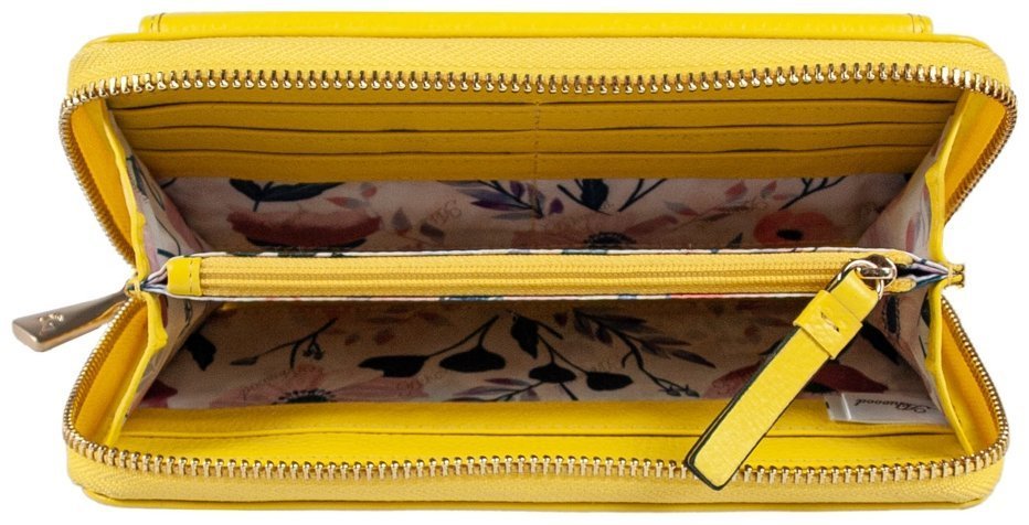 Вместительный женский кошелек из фактурной кожи с RFID-защитой Ashwood J54 94179 желтого цвета modnotak фото №5