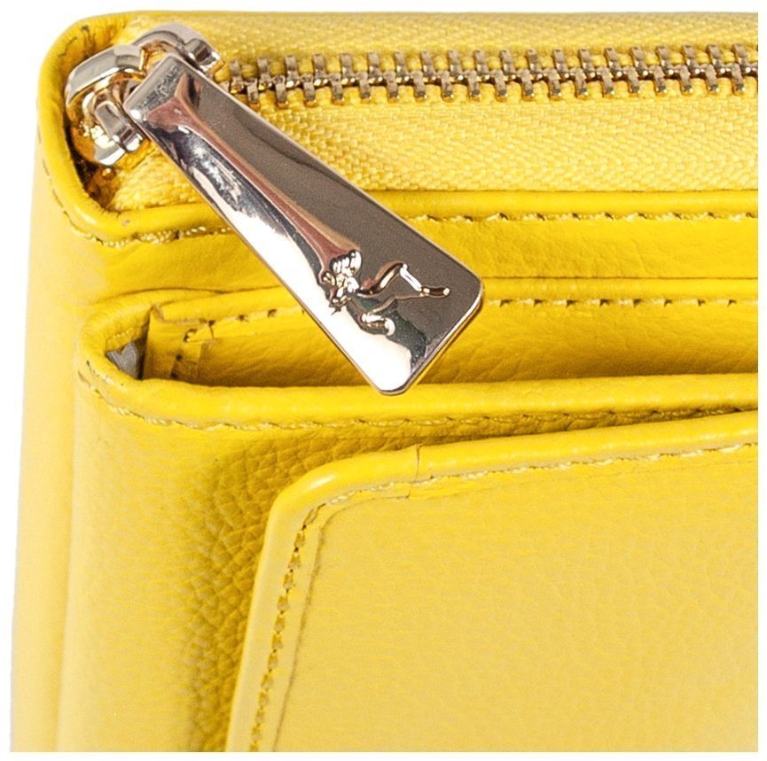 Вместительный женский кошелек из фактурной кожи с RFID-защитой Ashwood J54 94179 желтого цвета modnotak фото №9