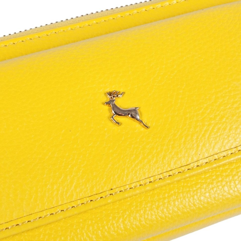 Вместительный женский кошелек из фактурной кожи с RFID-защитой Ashwood J54 94179 желтого цвета modnotak фото №10