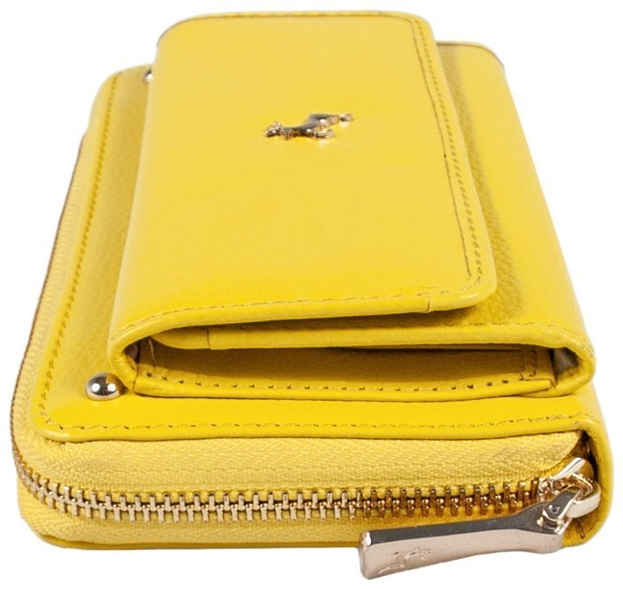 Вместительный женский кошелек из фактурной кожи с RFID-защитой Ashwood J54 94179 желтого цвета modnotak фото №11