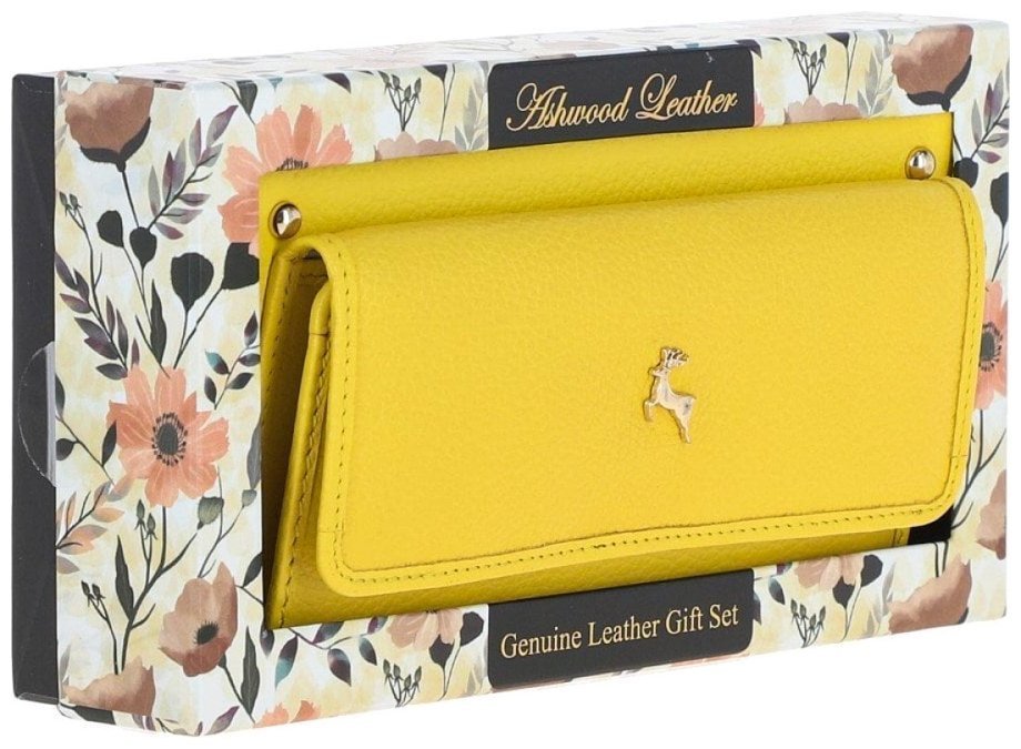 Вместительный женский кошелек из фактурной кожи с RFID-защитой Ashwood J54 94179 желтого цвета modnotak фото №12