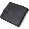 Удобный мужской кошелек из натуральной кожи классического черного цвета на кнопке BOND (2422062) - 2