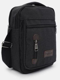 Мужская текстильная сумка барсетка через плечо с ручкой для носки Monsen 104479 черного цвета