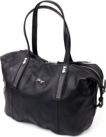 Чорна сумка жіноча з натуральної шкіри великого розміру з ручками KARYA (2420865)