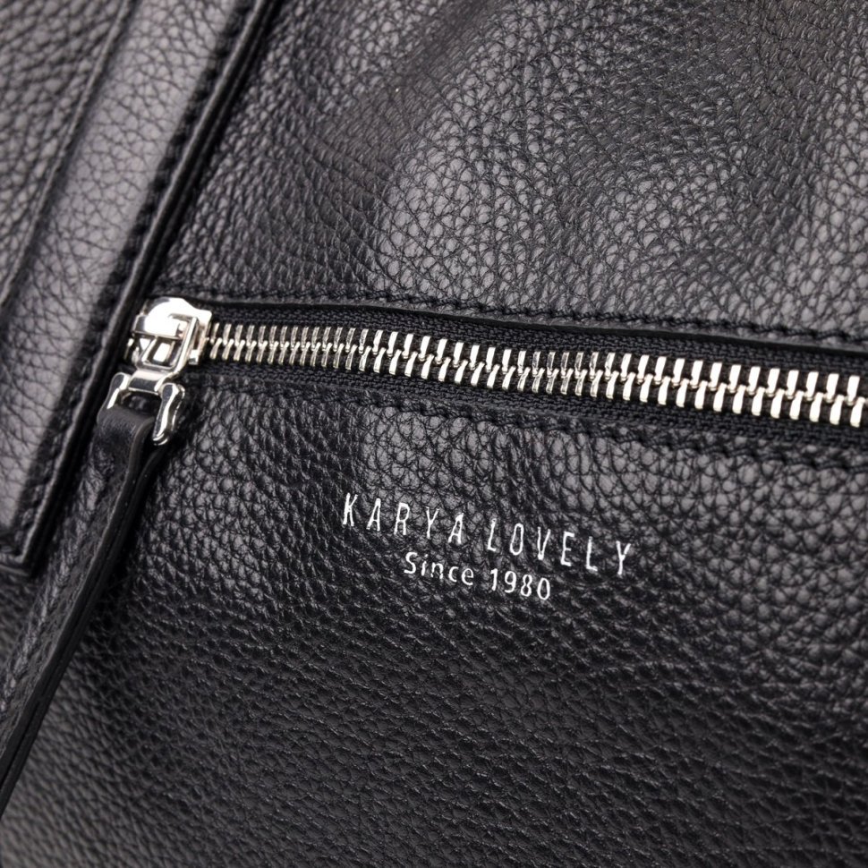 Чорна сумка жіноча з натуральної шкіри великого розміру з ручками KARYA (2420865)
