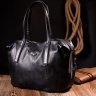 Чорна сумка жіноча з натуральної шкіри великого розміру з ручками KARYA (2420865) - 9