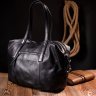 Черная женская сумка из натуральной кожи большого размера с ручками KARYA (2420865) - 10