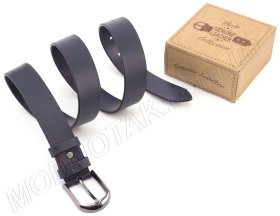 Мужской кожаный ремень синего цвета под брюки Grande Pelle (35413)