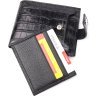 Стильний чоловічий гаманець із фактурної шкіри під рептилію з блоком під карти KARYA (2421065) - 4