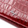 Червоний жіночий горизонтальний гаманець із натуральної шкіри з тисненням під крокодила KARYA (2421165) - 3