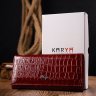 Червоний жіночий горизонтальний гаманець із натуральної шкіри з тисненням під крокодила KARYA (2421165) - 9