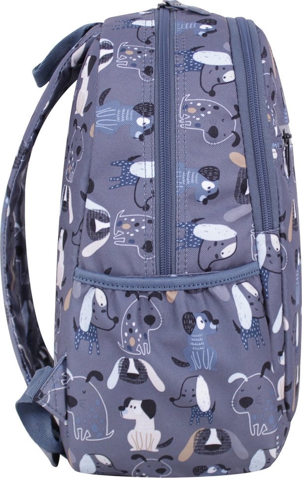 Детский текстильный рюкзак серого цвета с принтом Bagland (55379)