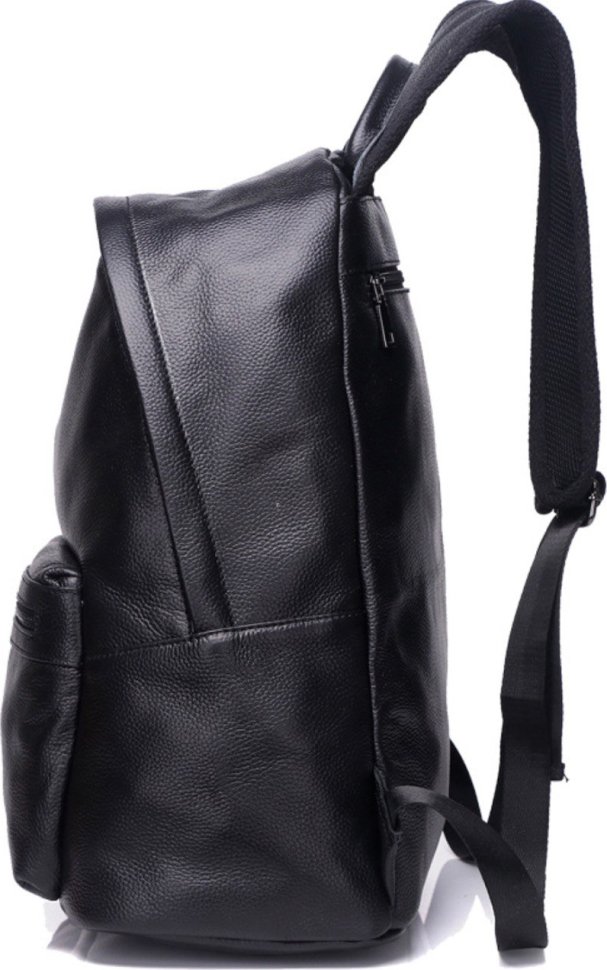 Добротный кожаный рюкзак черного цвета из натуральной кожи Tiding Bag (21243)