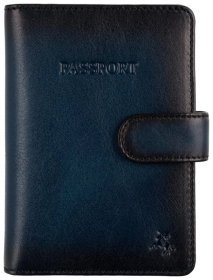 Обложка для документов из кожи с отделением для карт Visconti AT74 синего цвета 95479