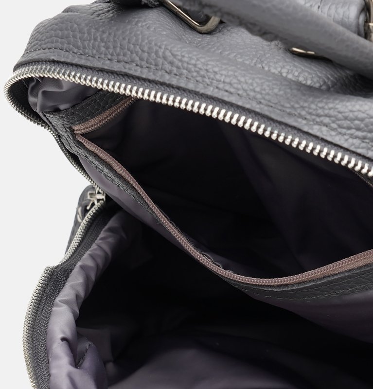 Жіночий сірий місткий рюкзак зі шкіри флотар Ricco Grande (21437)