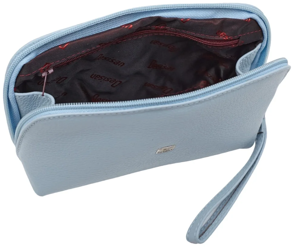Женская косметичка из натуральной кожи флотар голубого цвета Desisan 106679 modnotak фото №2