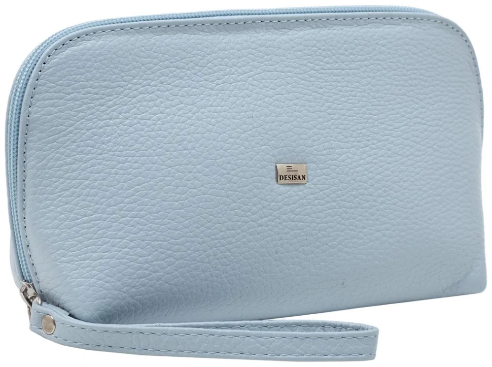 Женская косметичка из натуральной кожи флотар голубого цвета Desisan 106679 modnotak фото №3