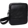 Мужская стильная сумка на плечо из фактурной кожи черного окраса Keizer (21352) - 1
