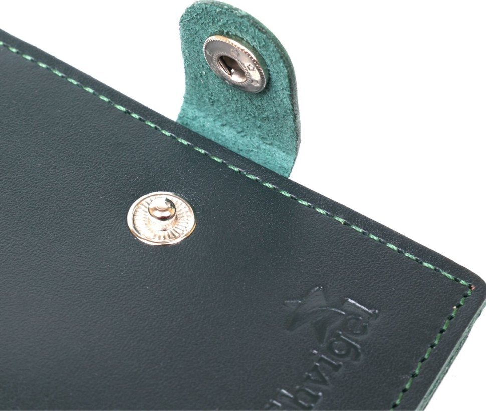 Небольшое кожаное портмоне зеленого цвета с монетницей Shvigel (2416490)