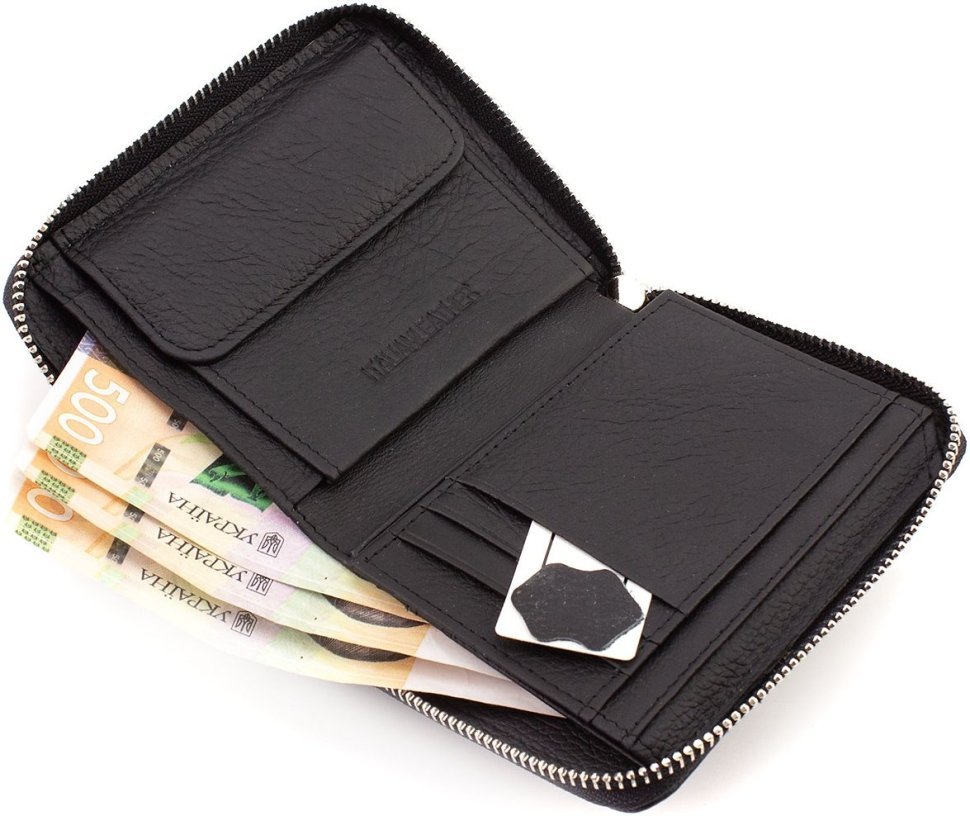Чорний жіночий гаманець середнього розміру з натуральної шкіри шкіри ST Leather 1767279