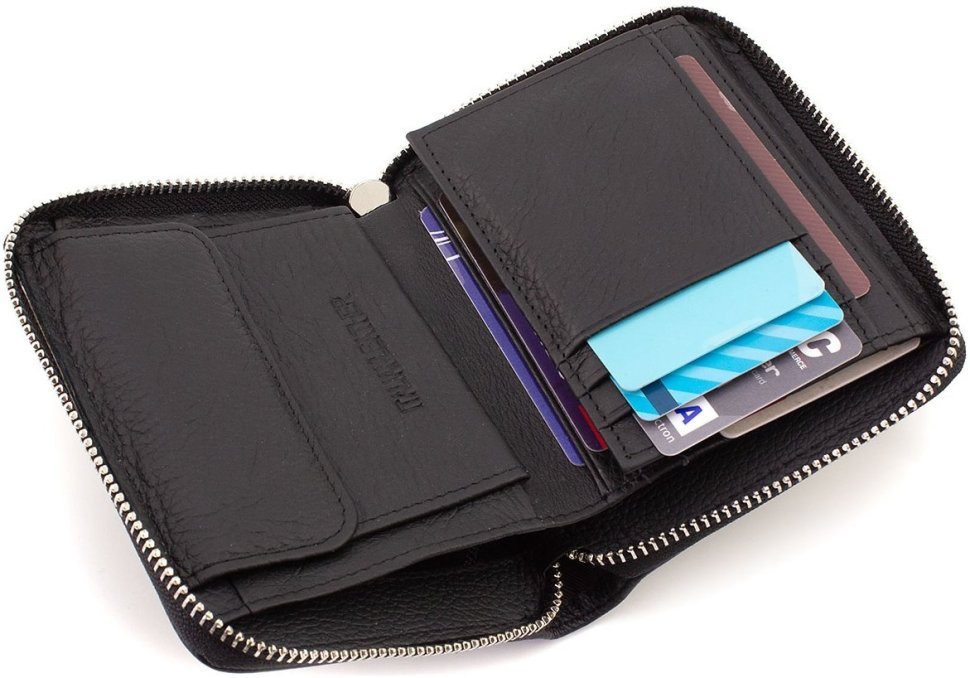 Чорний жіночий гаманець середнього розміру з натуральної шкіри шкіри ST Leather 1767279