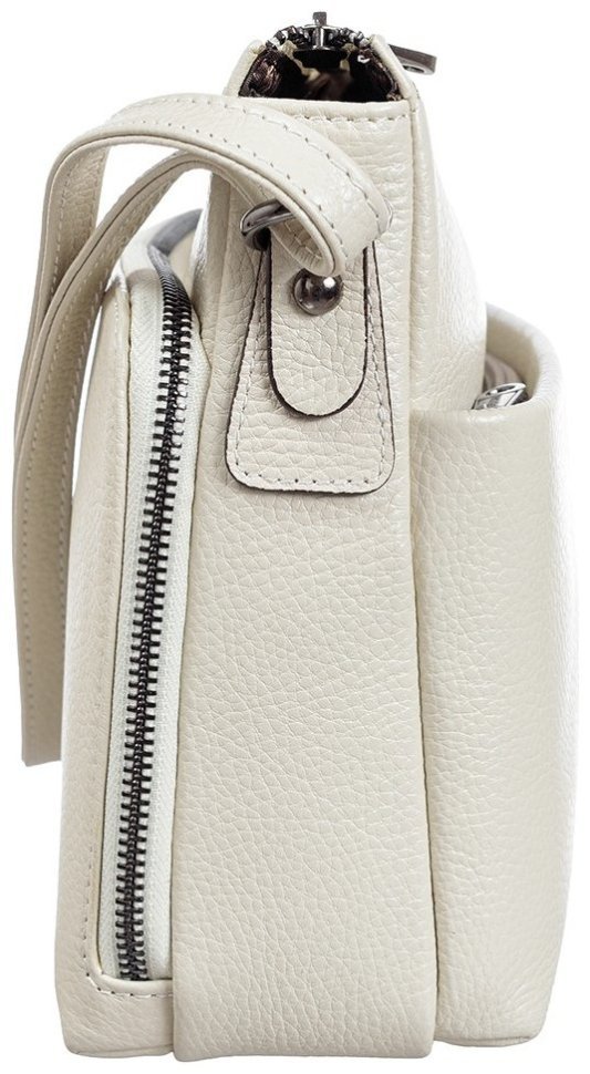 Белая каркасная женская сумка из кожи флотар через плечо Desisan 107479 modnotak фото №3