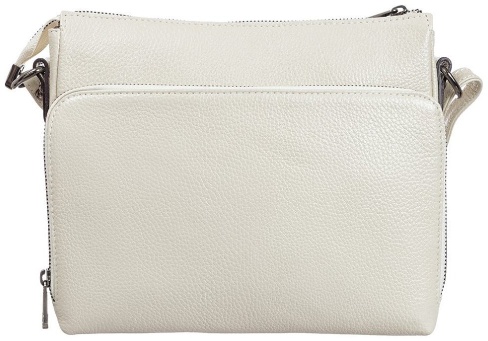 Белая каркасная женская сумка из кожи флотар через плечо Desisan 107479 modnotak фото №4