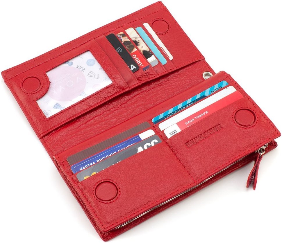 Великий червоний жіночий гаманець із натуральної шкіри на зап'ястя ST Leather 1767479