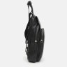 Добротный мужской рюкзак-слинг из натуральной зернистой кожи черного цвета Ricco Grande (22092) - 4