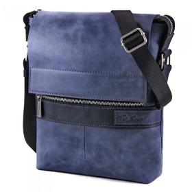 Синя сумка-планшет з натуральної шкіри в стилі вінтаж Tom Stone (12194)