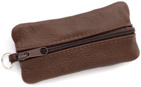 Большая кожаная ключница с двумя отделениями Leather Collection 97779 цвет коричневый