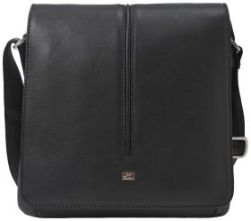 Сумка мужская черного цвета из гладкой натуральной кожи DESISAN 107879