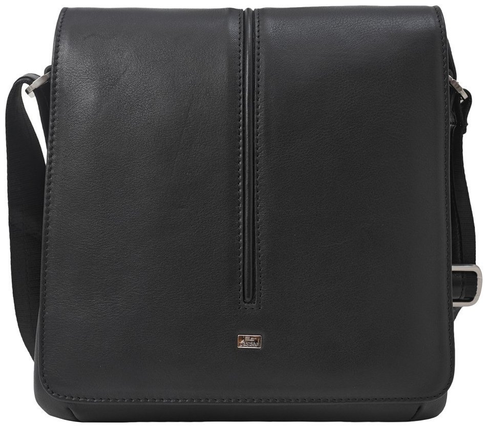 Сумка чоловіча чорного кольору з гладкої натуральної шкіри DESISAN 107879 modnotak фото №1