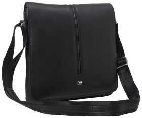 Сумка мужская черного цвета из гладкой натуральной кожи DESISAN 107879