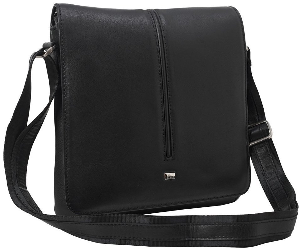 Сумка чоловіча чорного кольору з гладкої натуральної шкіри DESISAN 107879 modnotak фото №2