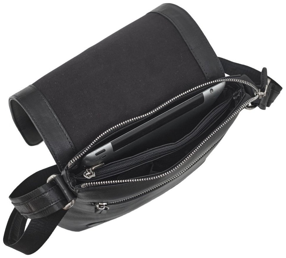 Сумка чоловіча чорного кольору з гладкої натуральної шкіри DESISAN 107879 modnotak фото №8