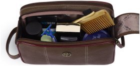 Несессер на каждый день из натуральной фактурной кожи 2 отделения на молнии Hammonds Flycatcher TC4002 коричневый 107979