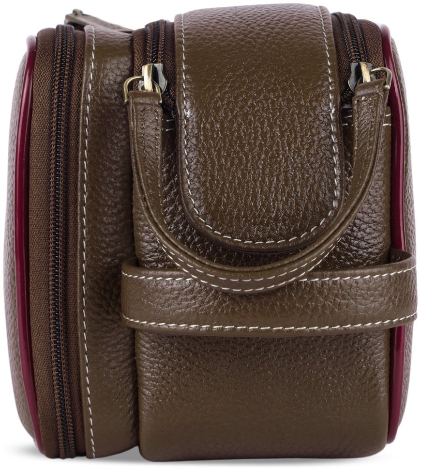 Несессер на каждый день из натуральной фактурной кожи 2 отделения на молнии Hammonds Flycatcher TC4002 коричневый 107979 modnotak фото №5