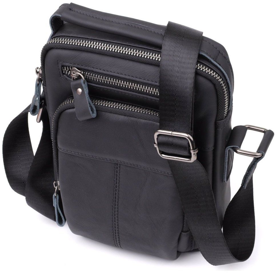 Повсякденна чоловіча сумка барсетка з натуральної шкіри з ручкою для носіння Vintage 98179 чорного кольору фото №1 Повсякденна чоловіча сумка барсетка з натуральної шкіри з ручкою для носіння Vintage 98179 чорного кольору modnotak фото №1